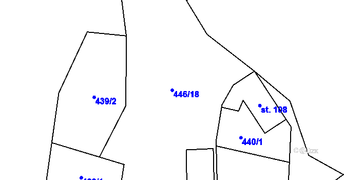 Parcela st. 446/18 v KÚ Jesenec, Katastrální mapa