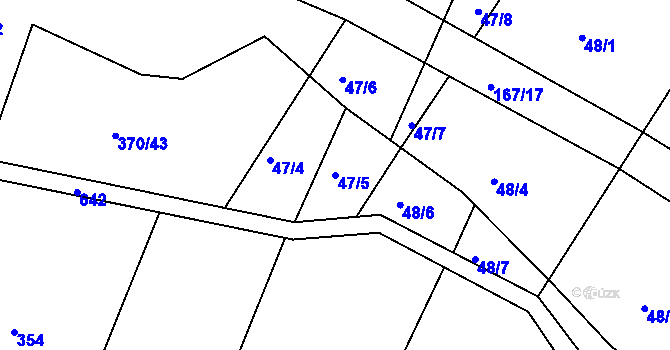 Parcela st. 47/5 v KÚ Jesenec, Katastrální mapa