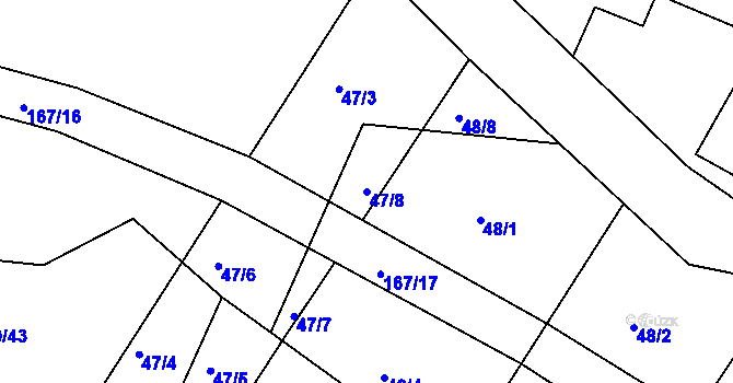 Parcela st. 47/8 v KÚ Jesenec, Katastrální mapa