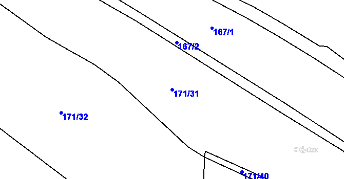 Parcela st. 171/31 v KÚ Jesenec, Katastrální mapa