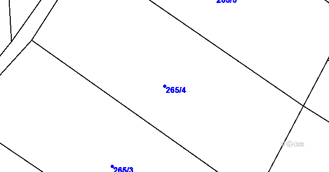 Parcela st. 265/4 v KÚ Jesenec, Katastrální mapa
