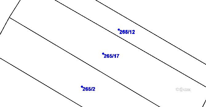 Parcela st. 265/17 v KÚ Jesenec, Katastrální mapa