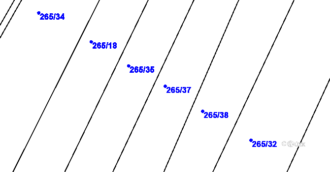 Parcela st. 265/37 v KÚ Jesenec, Katastrální mapa