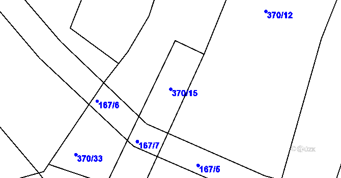 Parcela st. 370/15 v KÚ Jesenec, Katastrální mapa