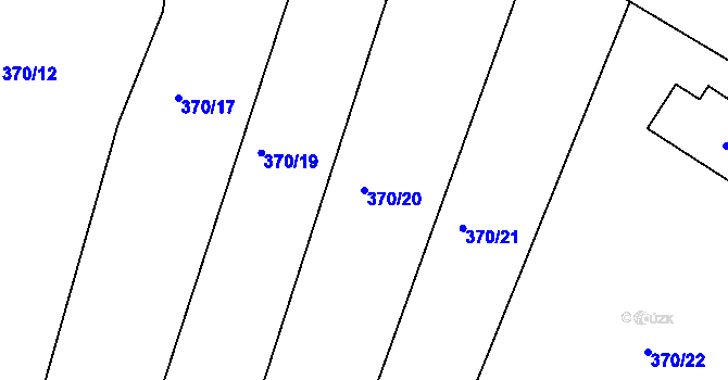 Parcela st. 370/20 v KÚ Jesenec, Katastrální mapa