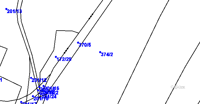 Parcela st. 374/2 v KÚ Jesenec, Katastrální mapa