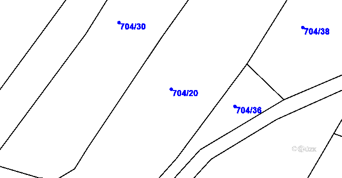 Parcela st. 704/20 v KÚ Jesenec, Katastrální mapa