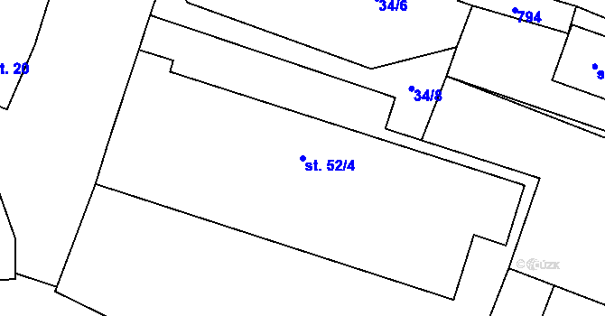 Parcela st. 52/4 v KÚ Jesenec, Katastrální mapa