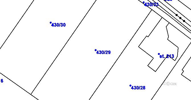 Parcela st. 430/29 v KÚ Jesenec, Katastrální mapa