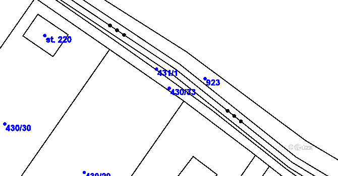 Parcela st. 430/33 v KÚ Jesenec, Katastrální mapa