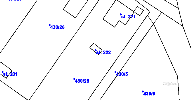Parcela st. 222 v KÚ Jesenec, Katastrální mapa
