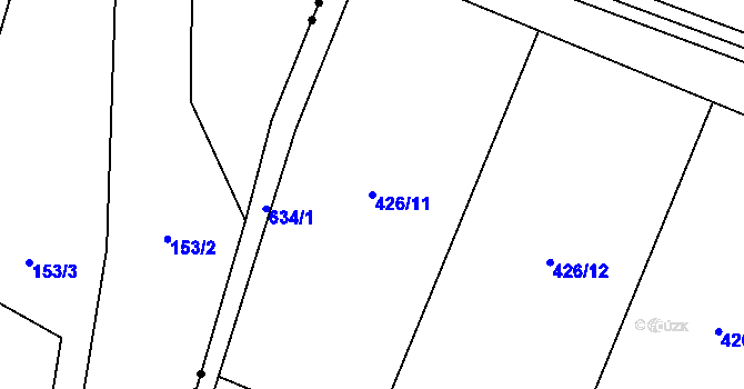 Parcela st. 426/11 v KÚ Jesenec, Katastrální mapa