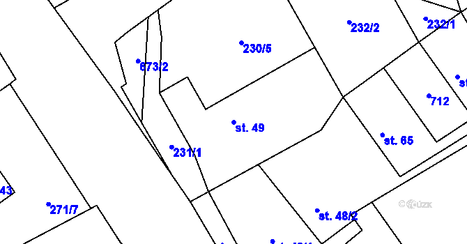 Parcela st. 49 v KÚ Horní Jirčany, Katastrální mapa