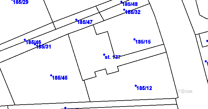 Parcela st. 137 v KÚ Horní Jirčany, Katastrální mapa