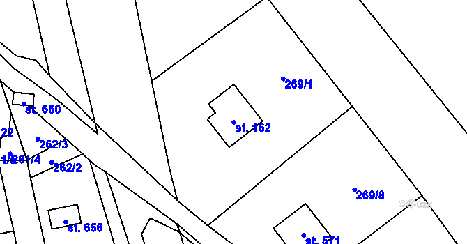 Parcela st. 162 v KÚ Horní Jirčany, Katastrální mapa