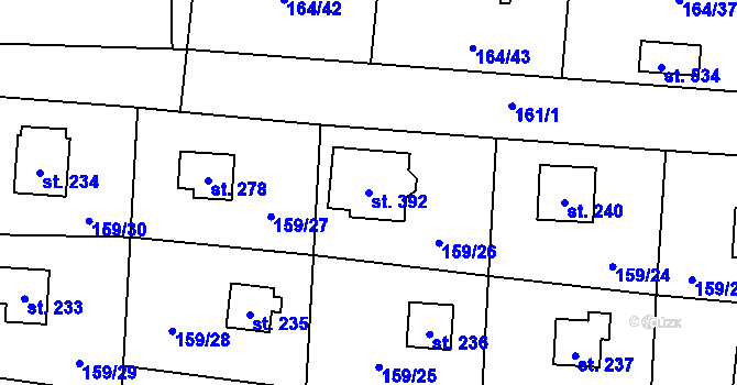 Parcela st. 392 v KÚ Horní Jirčany, Katastrální mapa