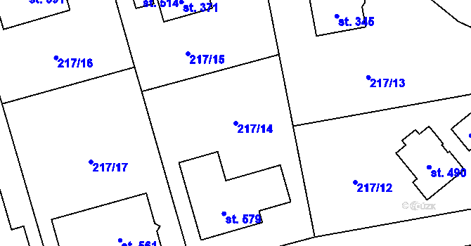 Parcela st. 217/14 v KÚ Horní Jirčany, Katastrální mapa