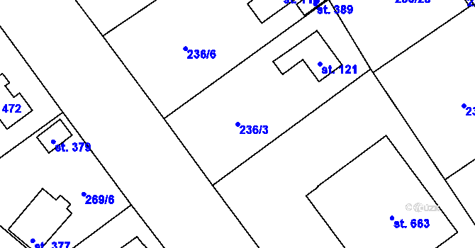 Parcela st. 236/3 v KÚ Horní Jirčany, Katastrální mapa