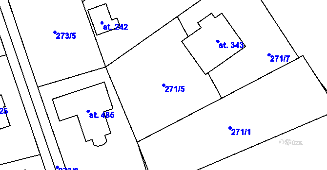 Parcela st. 271/5 v KÚ Horní Jirčany, Katastrální mapa