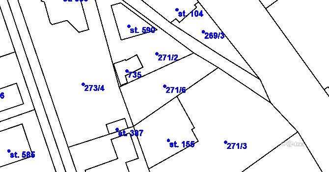 Parcela st. 271/6 v KÚ Horní Jirčany, Katastrální mapa