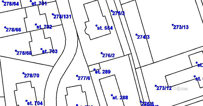 Parcela st. 276/2 v KÚ Horní Jirčany, Katastrální mapa