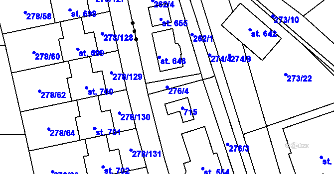 Parcela st. 276/4 v KÚ Horní Jirčany, Katastrální mapa