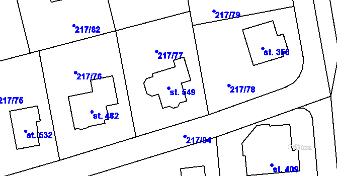 Parcela st. 549 v KÚ Horní Jirčany, Katastrální mapa