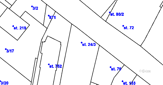Parcela st. 24/3 v KÚ Jesenice u Prahy, Katastrální mapa