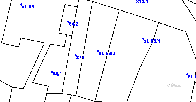 Parcela st. 58/3 v KÚ Jesenice u Prahy, Katastrální mapa
