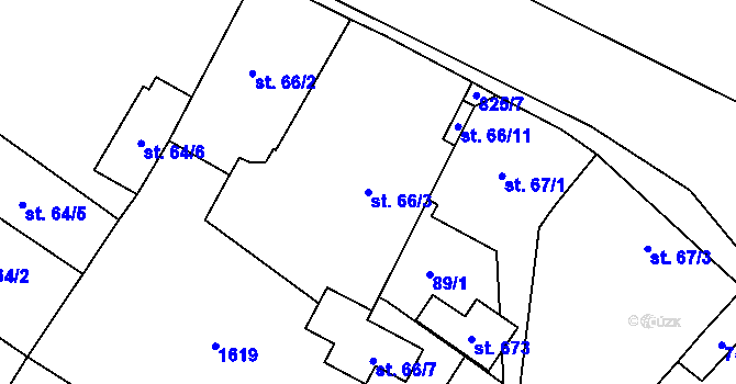 Parcela st. 66/3 v KÚ Jesenice u Prahy, Katastrální mapa