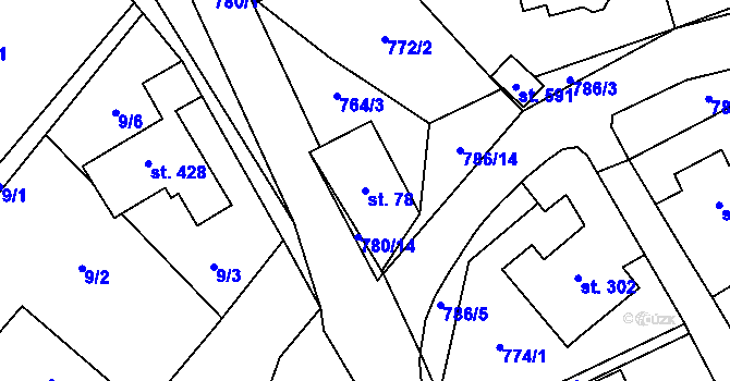 Parcela st. 78 v KÚ Jesenice u Prahy, Katastrální mapa