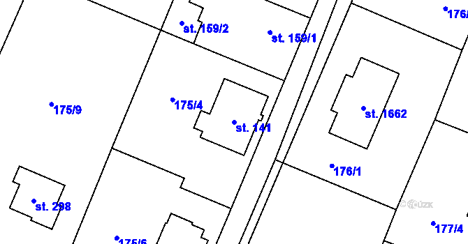 Parcela st. 141 v KÚ Jesenice u Prahy, Katastrální mapa