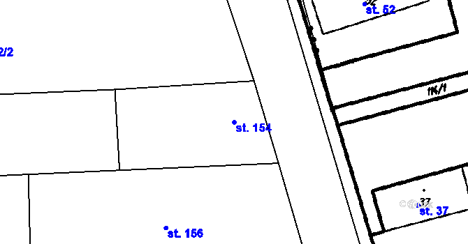 Parcela st. 154 v KÚ Jesenice u Prahy, Katastrální mapa