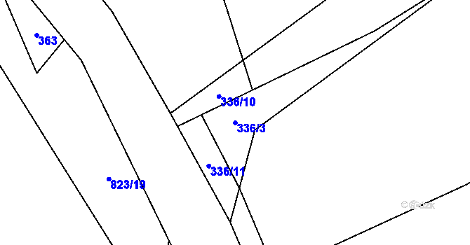 Parcela st. 336/3 v KÚ Jesenice u Prahy, Katastrální mapa