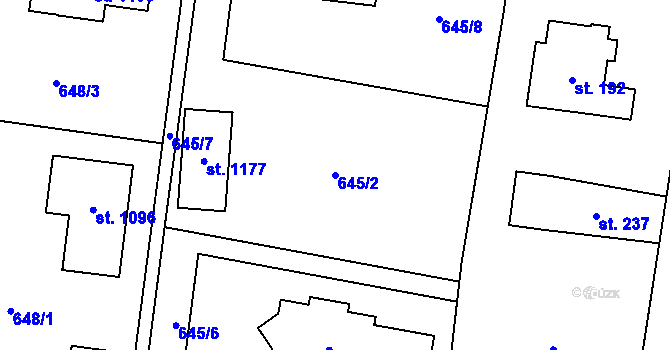 Parcela st. 645/2 v KÚ Jesenice u Prahy, Katastrální mapa