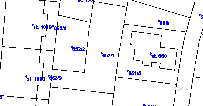 Parcela st. 652/1 v KÚ Jesenice u Prahy, Katastrální mapa