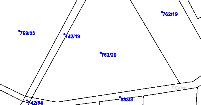 Parcela st. 762/20 v KÚ Jesenice u Prahy, Katastrální mapa