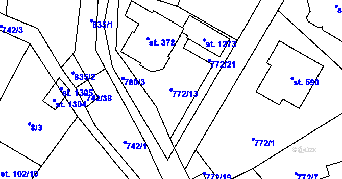 Parcela st. 772/13 v KÚ Jesenice u Prahy, Katastrální mapa