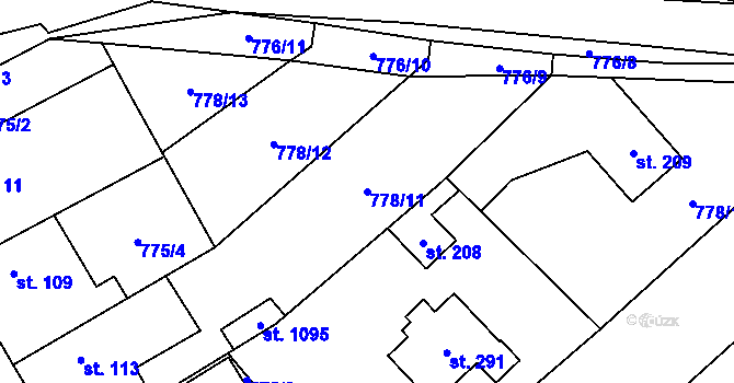 Parcela st. 778/11 v KÚ Jesenice u Prahy, Katastrální mapa