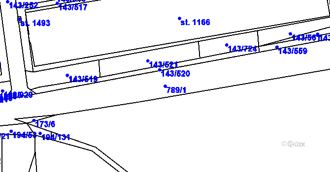 Parcela st. 789/1 v KÚ Jesenice u Prahy, Katastrální mapa