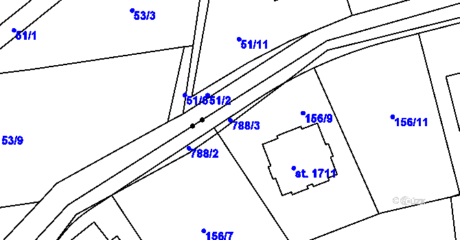 Parcela st. 788/3 v KÚ Jesenice u Prahy, Katastrální mapa