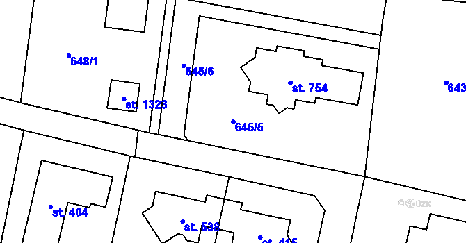 Parcela st. 645/5 v KÚ Jesenice u Prahy, Katastrální mapa