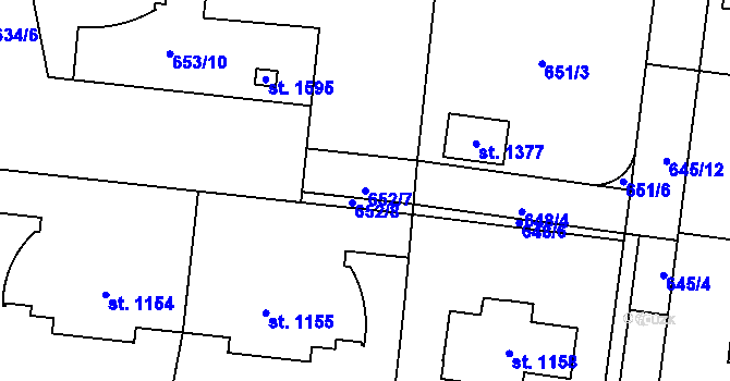 Parcela st. 652/7 v KÚ Jesenice u Prahy, Katastrální mapa