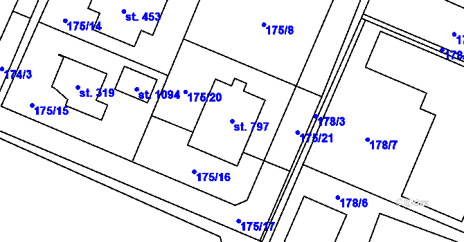 Parcela st. 797 v KÚ Jesenice u Prahy, Katastrální mapa