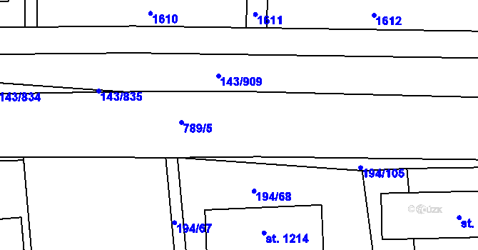 Parcela st. 789/5 v KÚ Jesenice u Prahy, Katastrální mapa