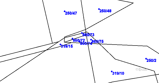 Parcela st. 860/74 v KÚ Jesenice u Prahy, Katastrální mapa