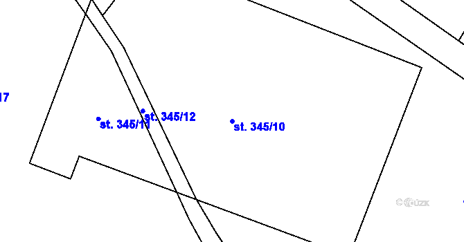 Parcela st. 345/10 v KÚ Jesenice u Prahy, Katastrální mapa
