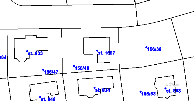 Parcela st. 1687 v KÚ Jesenice u Prahy, Katastrální mapa