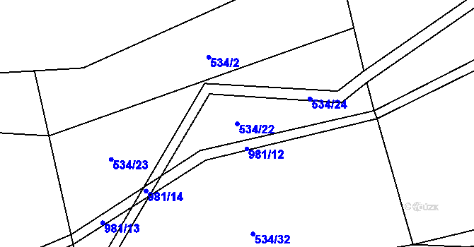Parcela st. 534/22 v KÚ Dobrošovice, Katastrální mapa