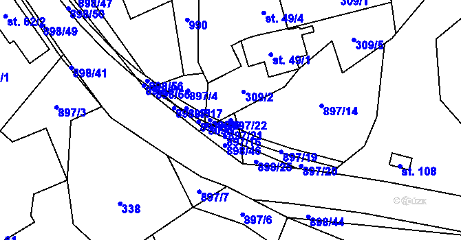 Parcela st. 897/22 v KÚ Dobrošovice, Katastrální mapa